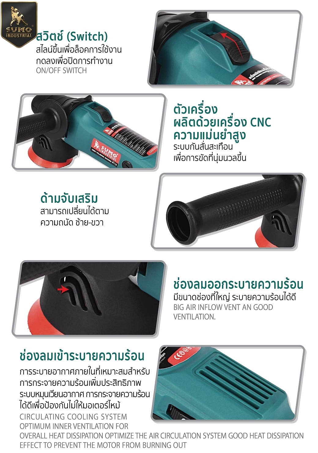 เครื่องขัดสี เครื่องขัดเงานรถยนต์ เครื่องขัดสีระบบ DA 3 นิ้ว Polishing machine paint polisher Orbit Poli Prasartstore.com3030