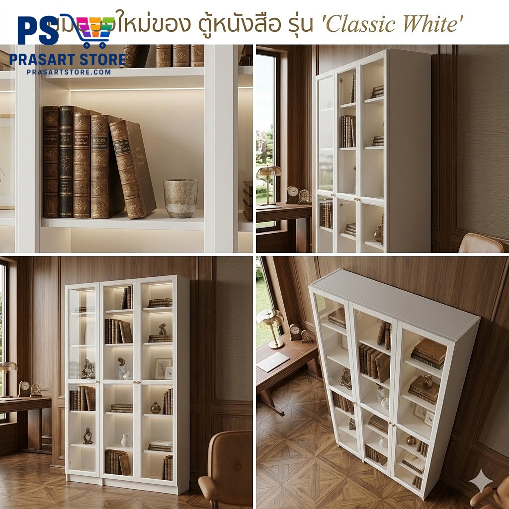 ตู้หนังสือ ตู้โชว์บานกระจก Bookcase, glass display cabinet Prasartstore.com unnamed22323