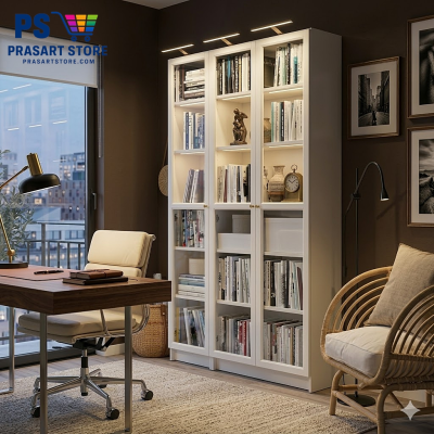 ตู้หนังสือ ตู้โชว์ ตู้ชั้นว่าง ตู้โชว์บานกระจก Bookcases, display cabinets, shelving units, glass-fronted display cabinets. 120x30x202 ซม.