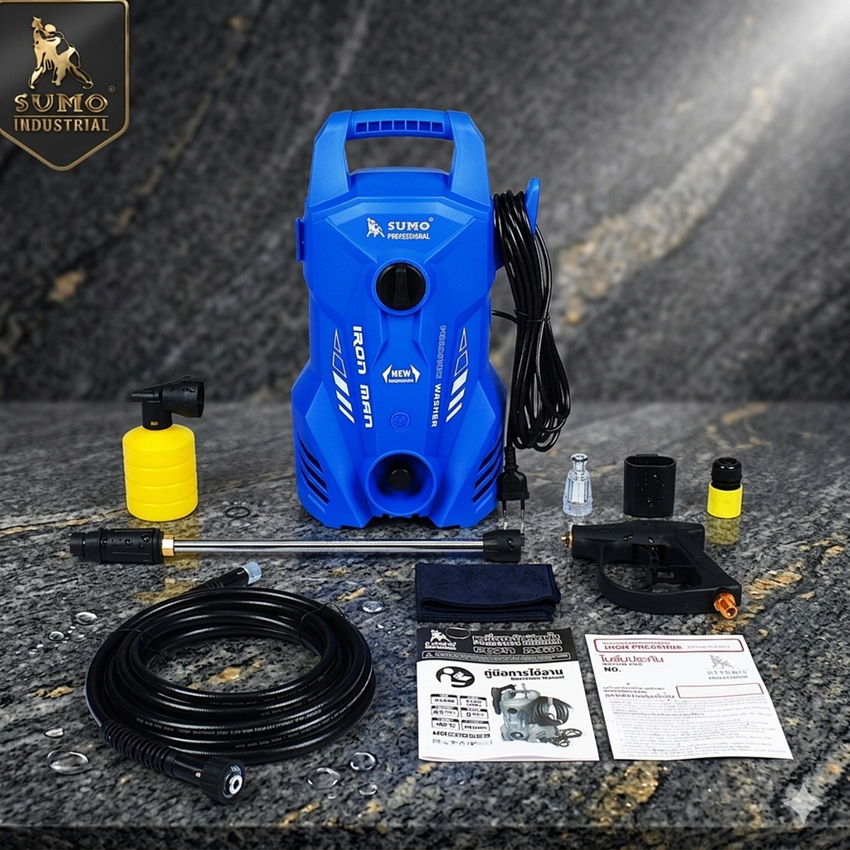 เครื่องอัดฉีด Iron Man แรงดันสูงสุด 105 บาร์ อัตราการไหลของน้ำ 6 ลิตร นาที กำลังไฟฟ้า 1 เฟส 220V Prasartstore.com5233