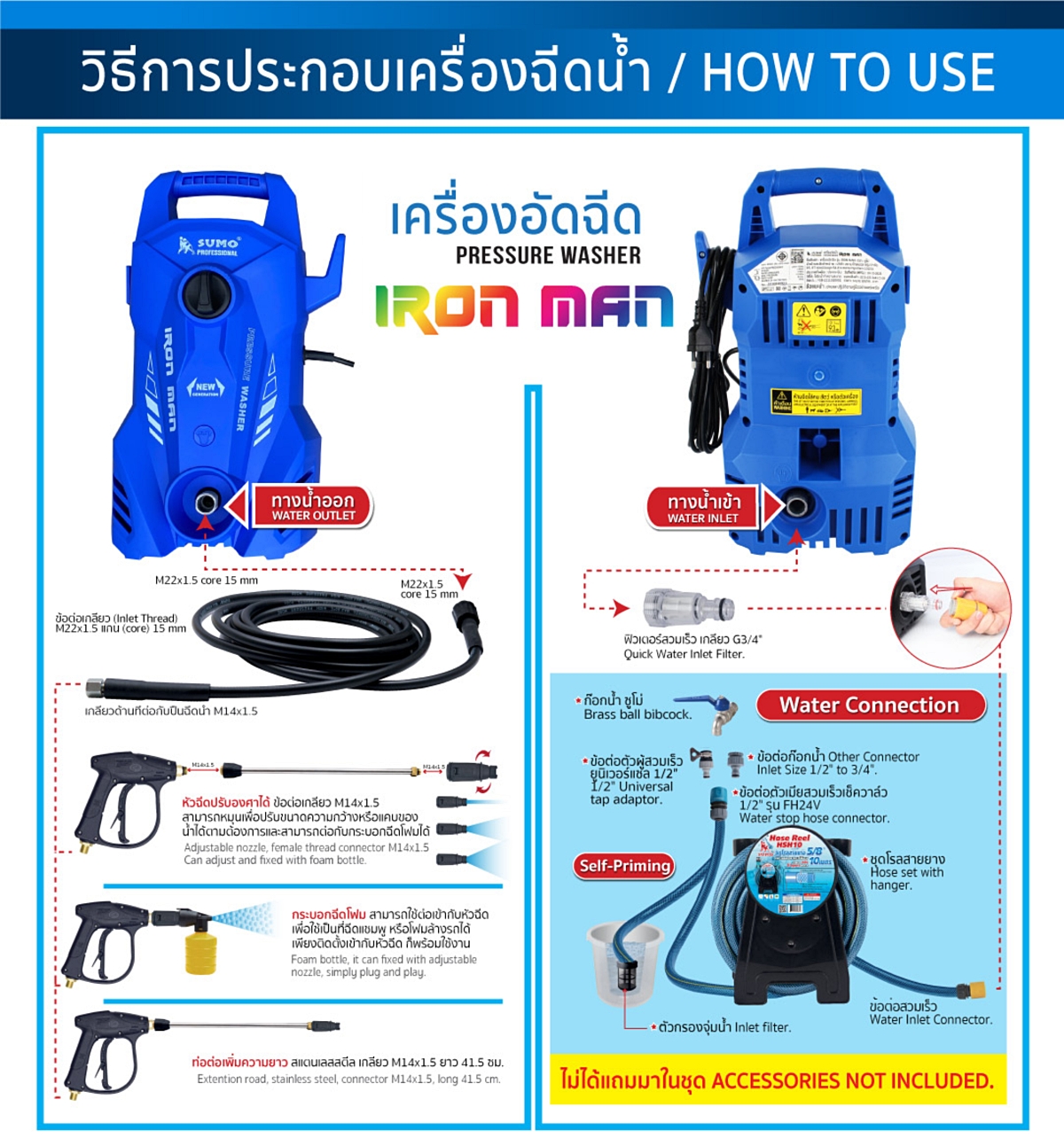 เครื่องอัดฉีด Iron Man แรงดันสูงสุด 105 บาร์ อัตราการไหลของน้ำ 6 ลิตร นาที กำลังไฟฟ้า 1 เฟส 220VCatalogweb-iron-man-06-