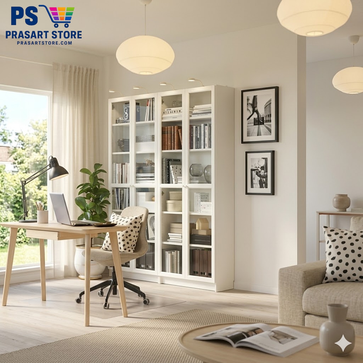 ตู้หนังสือ ตู้โชว์ ตู้ชั้นว่าง ตู้โชว์บานกระจก Bookcases Shelving Units glass cabinet 160X30X202 cm Prasartstore.com0aceea02-ed2f-401a-b55c-3552381e5064