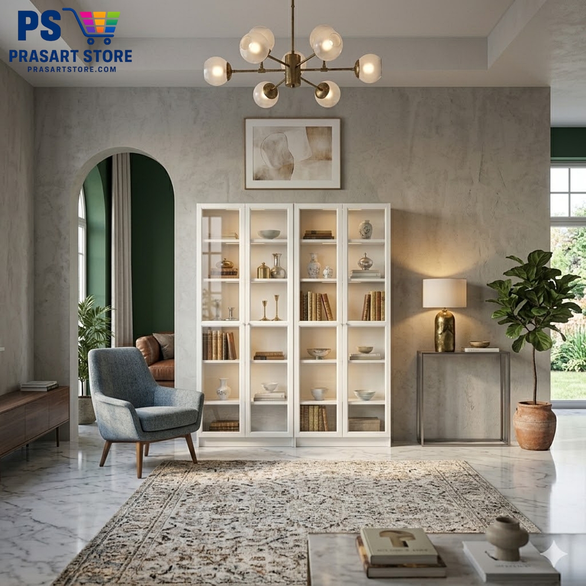 ตู้หนังสือ ตู้โชว์ ตู้ชั้นว่าง ตู้โชว์บานกระจก Bookcases Shelving Units glass cabinet 160X30X202 cm Prasartstore.comfa7d0cdb-6795-44c9-9258-f5b4873d31e6