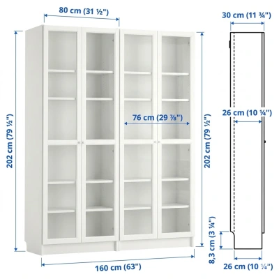 ตู้หนังสือ ตู้โชว์ ตู้ชั้นว่าง ตู้โชว์บานกระจก Bookcases, display cabinets, shelving units, glass-fronted display cabinets. 160x30x202 ซม