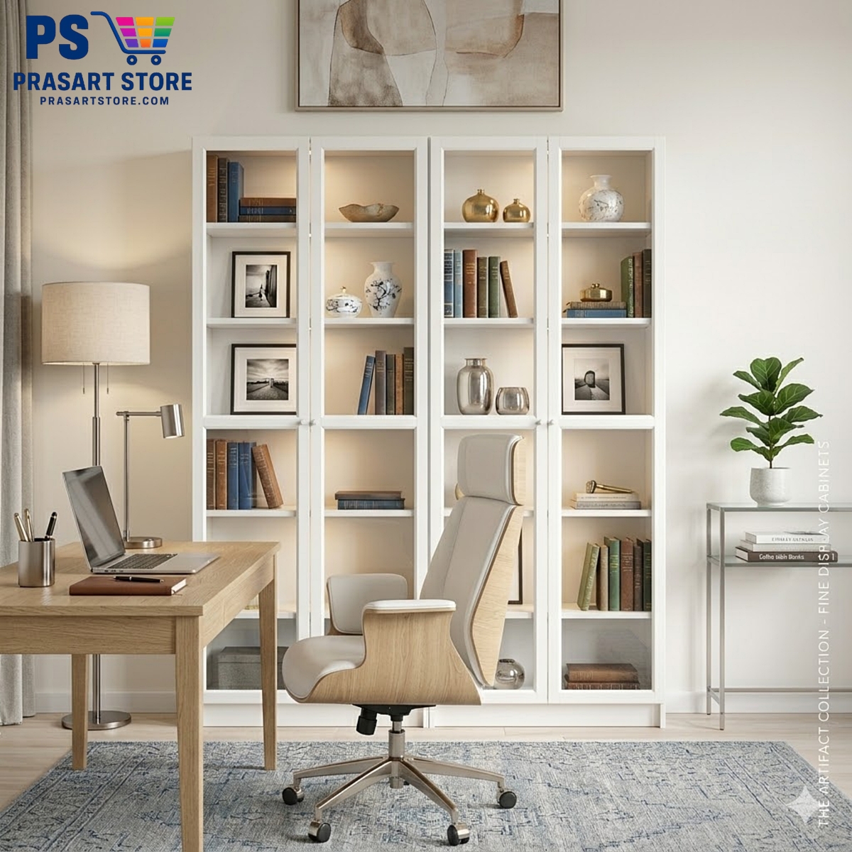 ตู้หนังสือ ตู้โชว์ ตู้ชั้นว่าง ตู้โชว์บานกระจก Bookcases Shelving Units glass cabinet 160X30X202 cm Prasartstore.com24c56341-e884-495e-874d-3ee3297f34d6
