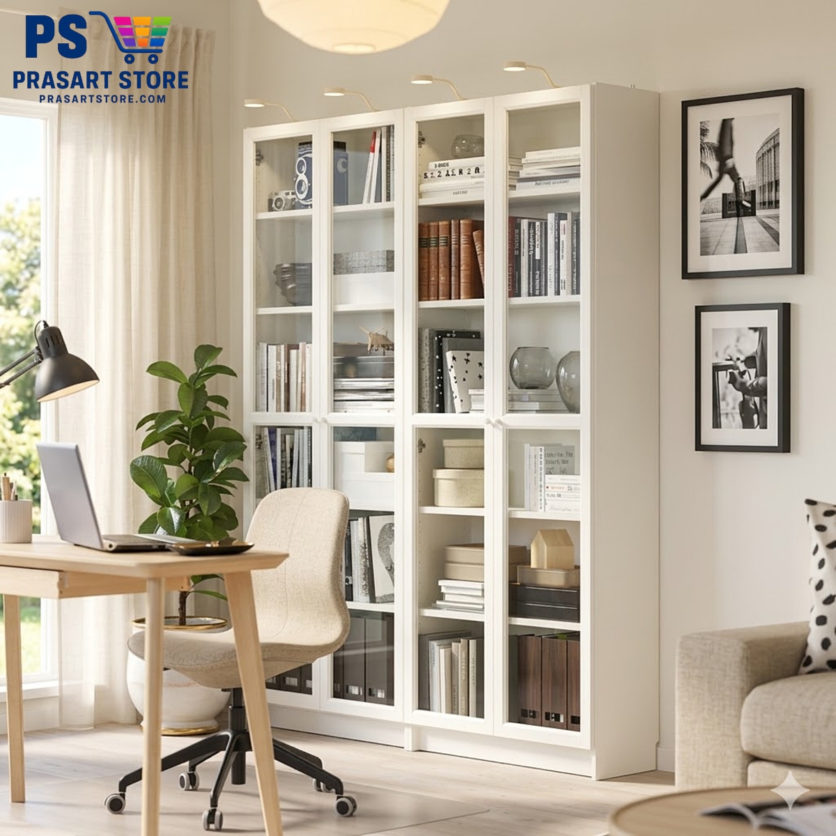 ตู้หนังสือ ตู้โชว์ ตู้ชั้นว่าง ตู้โชว์บานกระจก Bookcases Shelving Units glass cabinet 160X30X202 cm Prasartstore.com867d65ce-759b-4383-82dc-be044a03ab8c