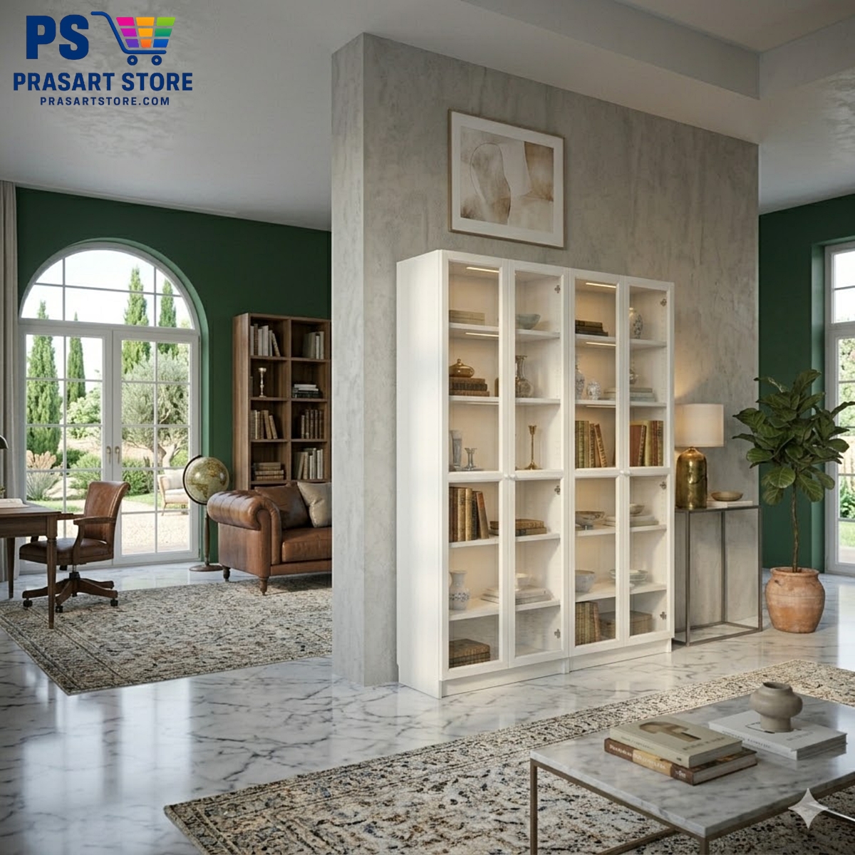 ตู้หนังสือ ตู้โชว์ ตู้ชั้นว่าง ตู้โชว์บานกระจก Bookcases Shelving Units glass cabinet 160X30X202 cm Prasartstore.com7c3b070a-7620-484f-b154-61d306a4bf02