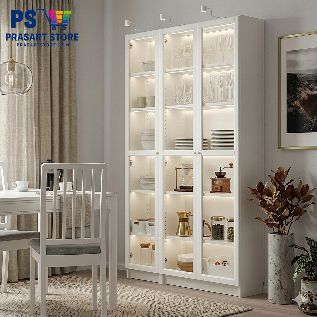ตู้หนังสือ ตู้โชว์บานกระจก Bookcase, glass display cabinet Prasartstore.com  003Gemini_Generated_Image_nn03qrnn03qrnn03