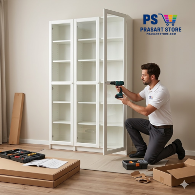 ตู้หนังสือ ตู้โชว์ ตู้ชั้นว่าง ตู้โชว์บานกระจก Bookcases, display cabinets, shelving units, glass-fronted display cabinets. 120x30x202 ซม.