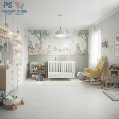 เตียงเด็กอ่อนไม้สีขาว Baby Cot  ดีไซน์มินิมอล ปลอดภัยสำหรับทารก  ขนาด 60x120 สูง 86 เซนติเมตร