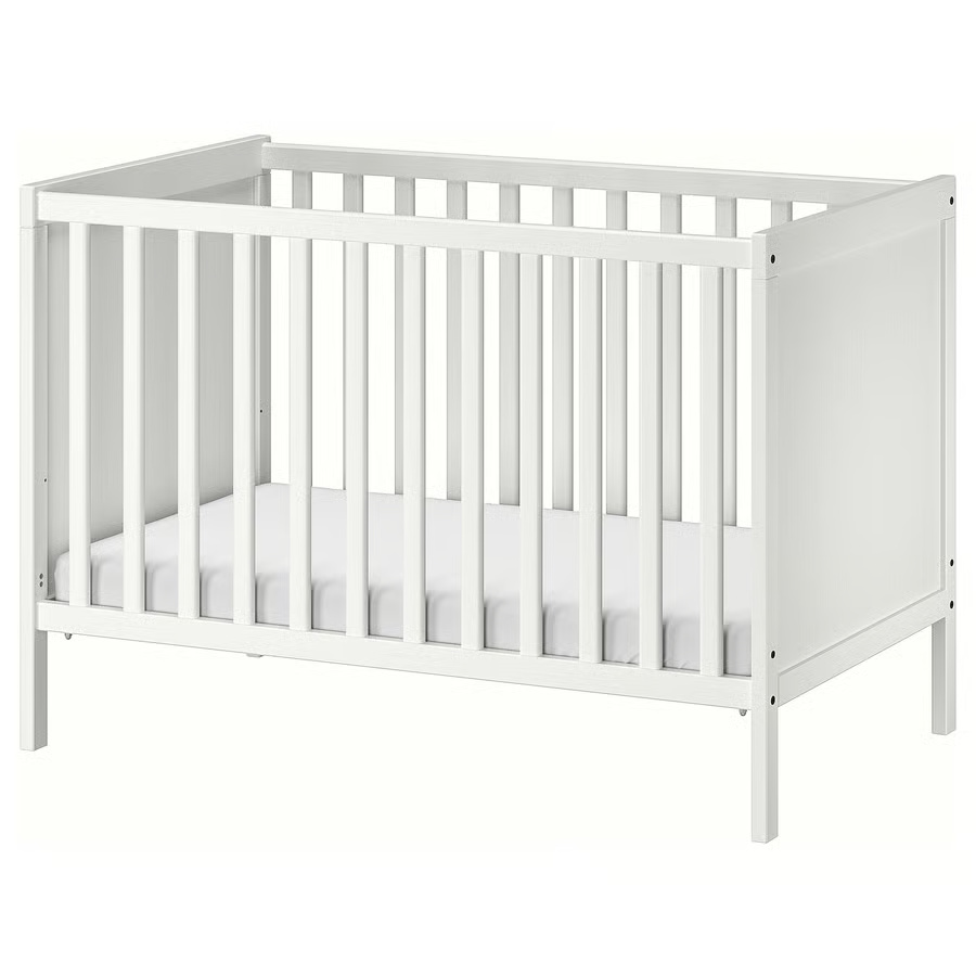 เตียงเด็กอ่อนไม้สีขาว Baby Cot ดีไซน์มินิมอล ปลอดภัยสำหรับทารก ขนาด 60x120 สูง 86 cm 002