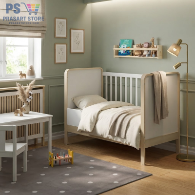 เตียงเด็กอ่อน Baby Bed Baby Cot ขนาด 60X120 สูง 93 ซม เตียงเด็กแรกเกิด 0-3 ปี