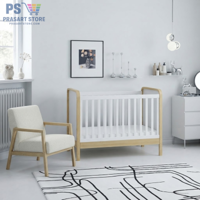 เตียงเด็กอ่อน Baby Bed Baby Cot ขนาด 60X120 สูง 93 ซม เตียงเด็กแรกเกิด 0-3 ปี