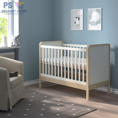 เตียงเด็กอ่อน Baby Bed Baby Cot ขนาด 60X120 สูง 93 ซม เตียงเด็กแรกเกิด 0-3 ปี