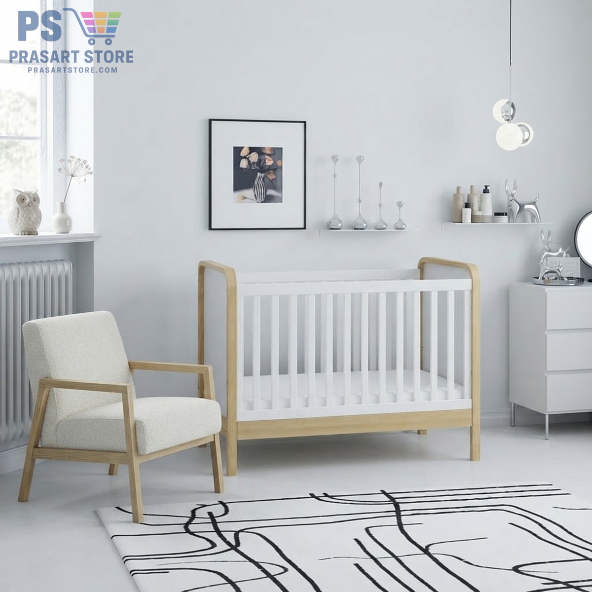 ตียงเด็กอ่อน Baby Bed Baby Cot ขนาด 60X120 สูง 93 ซม เพิ่มลดระดับพื้นเตียงลงได้เมื่อเด็กเริ่มนั่งได้เอง prasartstore.com72da066d-24e0-4616-8436-04e7f61a97e2