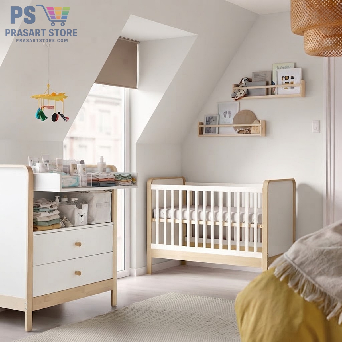 ตียงเด็กอ่อน Baby Bed Baby Cot ขนาด 60X120 สูง 93 ซม เพิ่มลดระดับพื้นเตียงลงได้เมื่อเด็กเริ่มนั่งได้เอง prasartstore.com38e579a3-5b65-4ec3-825d-ab1ece8a0692