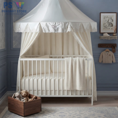เตียงเด็กอ่อน Baby Bed Baby Cot ขนาด 60X120 สูง 84 ซมปรับความสูงของพื้นเตียงได้ 2 ระดับ