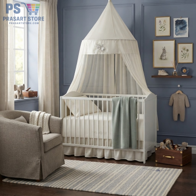 เตียงเด็กอ่อน Baby Bed Baby Cot ขนาด 60X120 สูง 84 ซมปรับความสูงของพื้นเตียงได้ 2 ระดับ