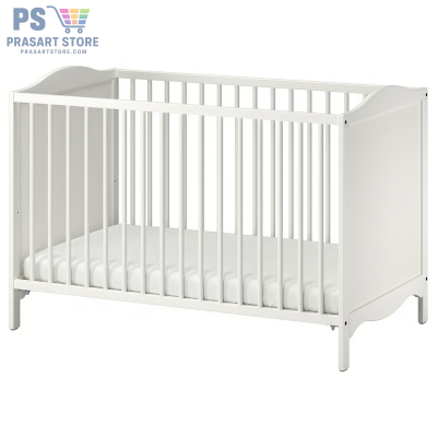 เตียงเด็กอ่อน Baby Bed Baby Cot ขนาด 60X120 สูง 84 ซมปรับความสูงของพื้นเตียงได้ 2 ระดับ