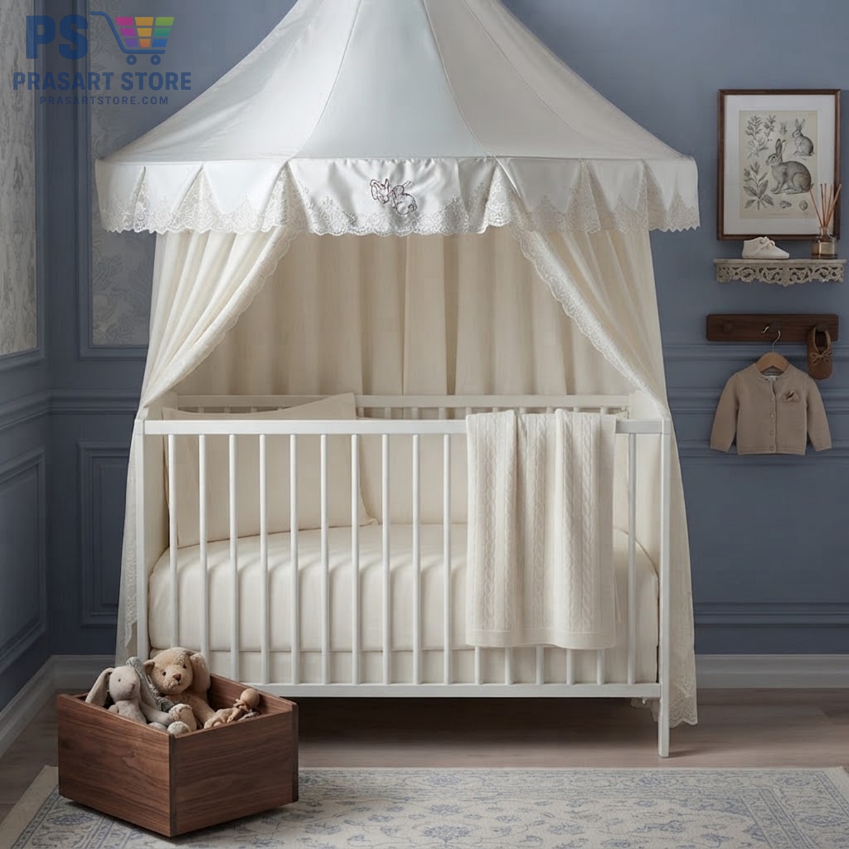เตียงเด็กอ่อน Baby Bed Baby Cot ขนาด 60X120 สูง 84 ซมปรับความสูงของพื้นเตียงได้ 2 ระดับ8f81eacf-8ea1-461e-aa90-a71ab4938b48