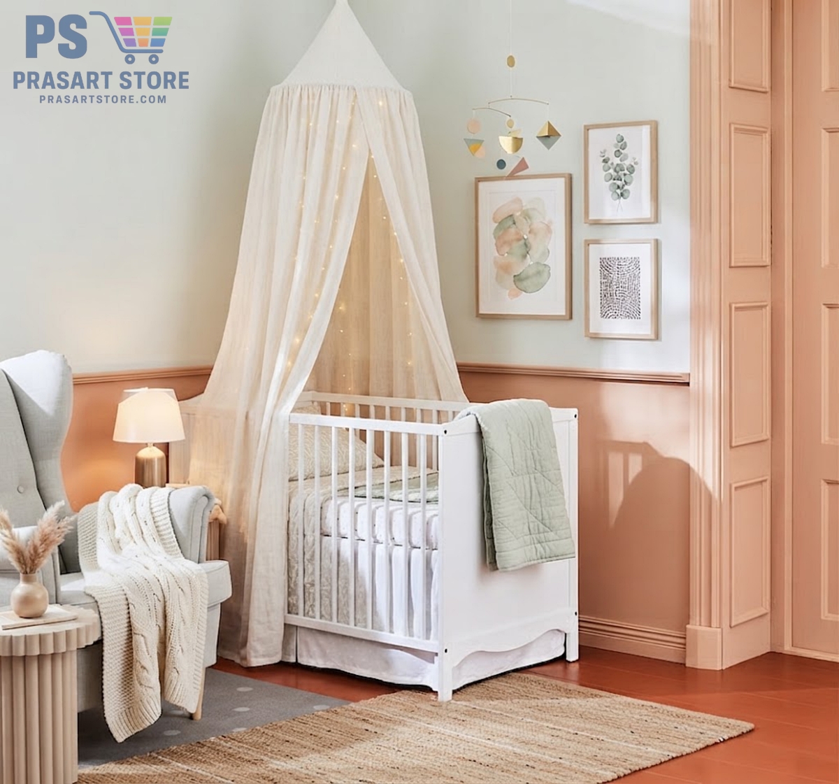 เตียงเด็กอ่อน Baby Bed Baby Cot ขนาด 60X120 สูง 84 ซมปรับความสูงของพื้นเตียงได้ 2 ระดับee228f2f-8fcc-42c6-b498-85d3510d4858