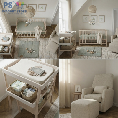 เตียงเด็กอ่อน Baby Bed Baby Cot Baby Crib ขนาด 60X120 สูง 80ซม ไม้บีช ระบายอาการได้ดี