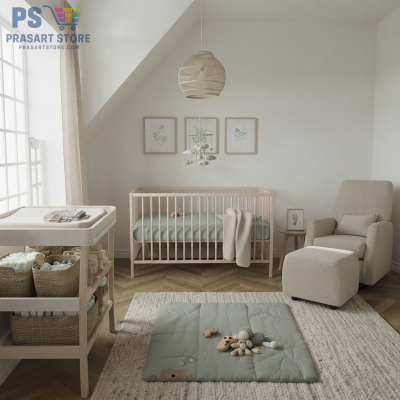เตียงเด็กอ่อน Baby Bed Baby Cot Baby Crib ขนาด 60X120 สูง 80ซม ไม้บีช ระบายอาการได้ดี
