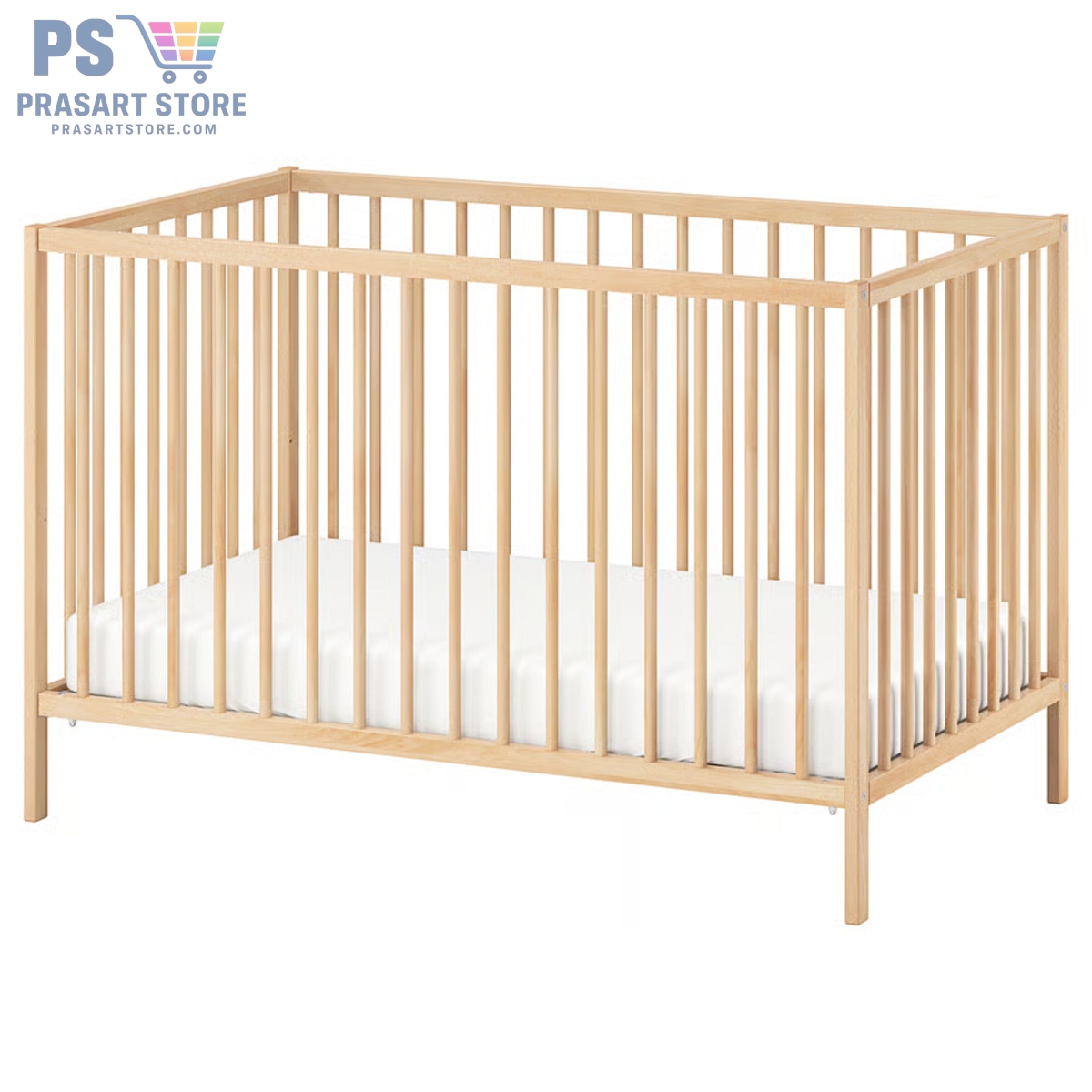 เตียงเด็กอ่อน Baby Bed Baby Cot Baby Crib ขนาด 60X120 สูง 80ซม ไม้บีช ระบายอาการได้ดี Prasartstore.comsniglar-cot-birch__0637930_pe698615_s5