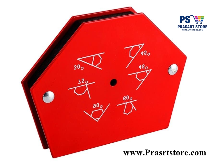 แม่เหล็กจับฉาก 6 เหลี่ยม ขนาด 5 นิ้ว  โดยแม่เหล็กสามารถดูดชิ้นงานได้ถึง 34 กิโลกรัม Magnetic welding holder 6 angle 5