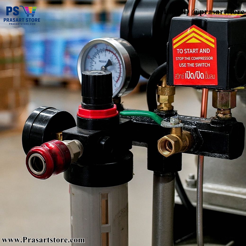 ปั๊มลม ปั๊มลมลูกสูบสายพาน 150 ลิตร แรงดัน 8 บาร์ 400ลิตร  AIR COMPRESSOR 4HP 150L Pressure 8 bar 400 liters  Prasartstore.com  3433101010