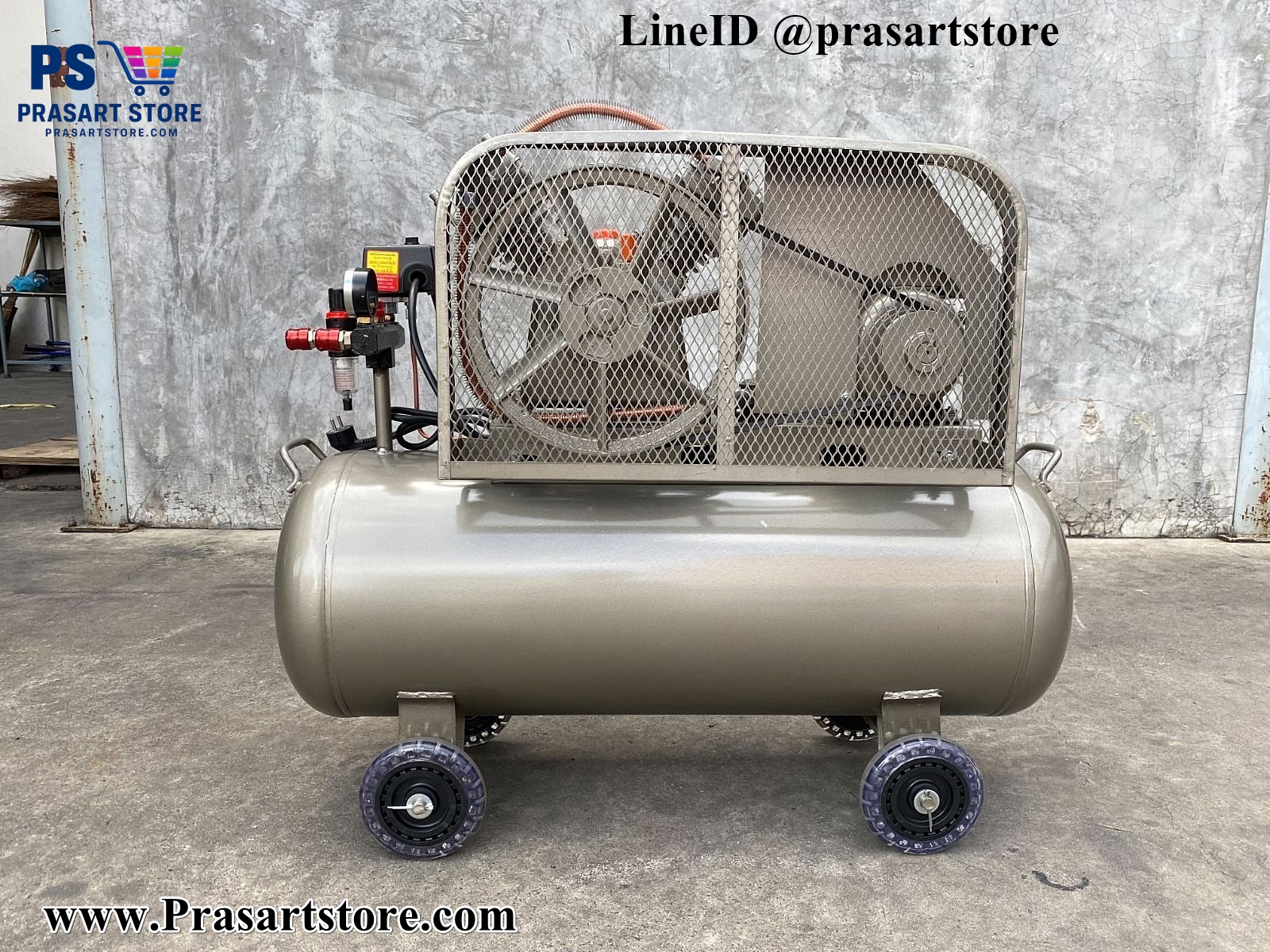ปั๊มลมลูกสูบสายพาน 100L มอเตอร์ 3.0HP 2200w ลวดทองแดง 100 Air Compressor 3HP 100L Sumo Prasartstore.com 22229999