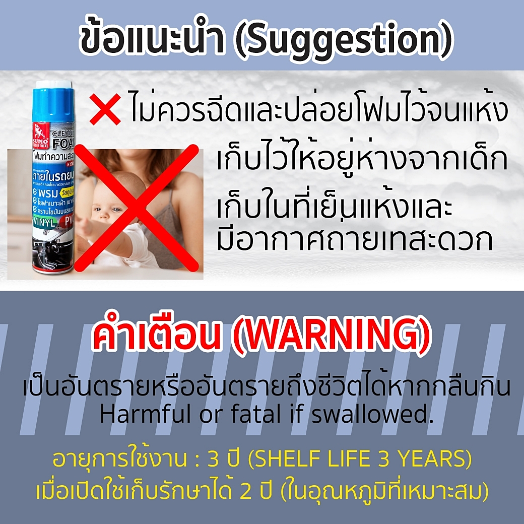 โฟมทำความสะอาด Cleaning foam 650ml SUMO Multi-Purpose Cleaning Foam  Prasartstore.com 453585