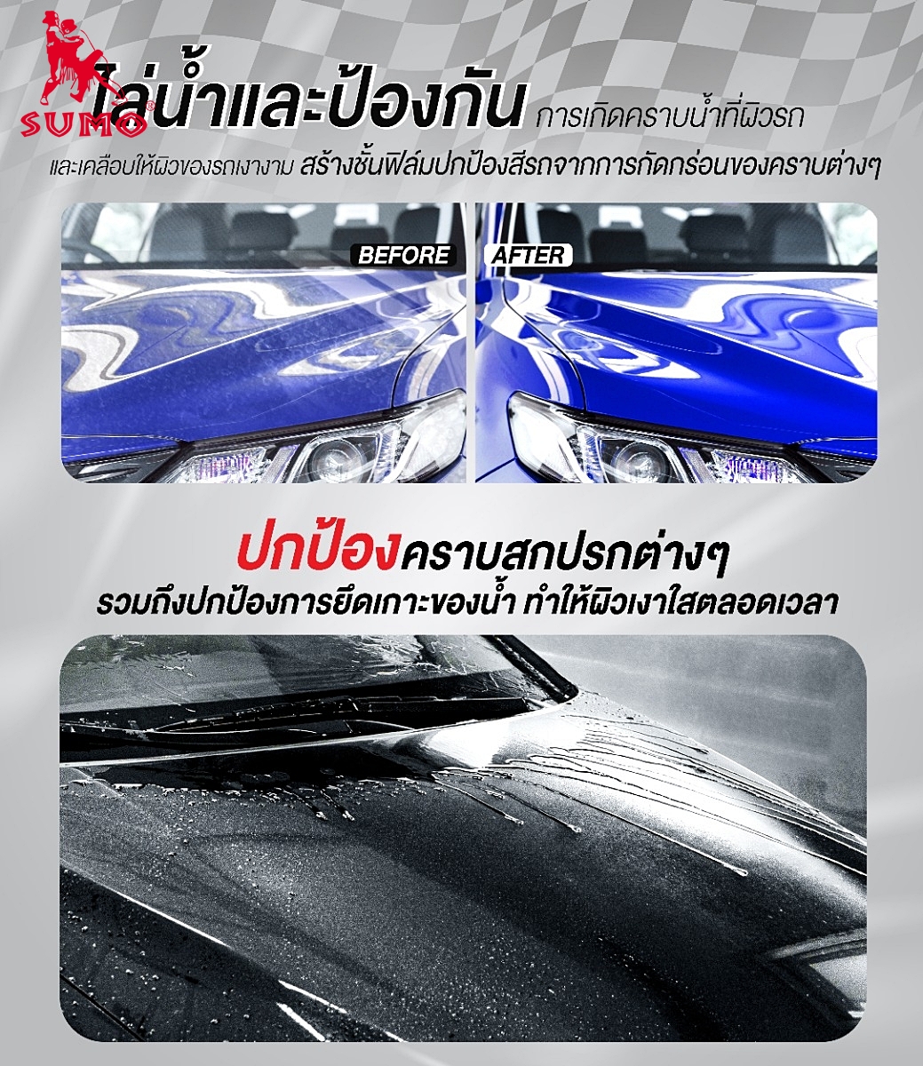 สเปรย์แว็กซ์เคลือบสีรถยนต์ Car paint wax spray  Wet and Dry 500ml SUMO Quick Detailer Wet and Dry Spray 500ml SUMO