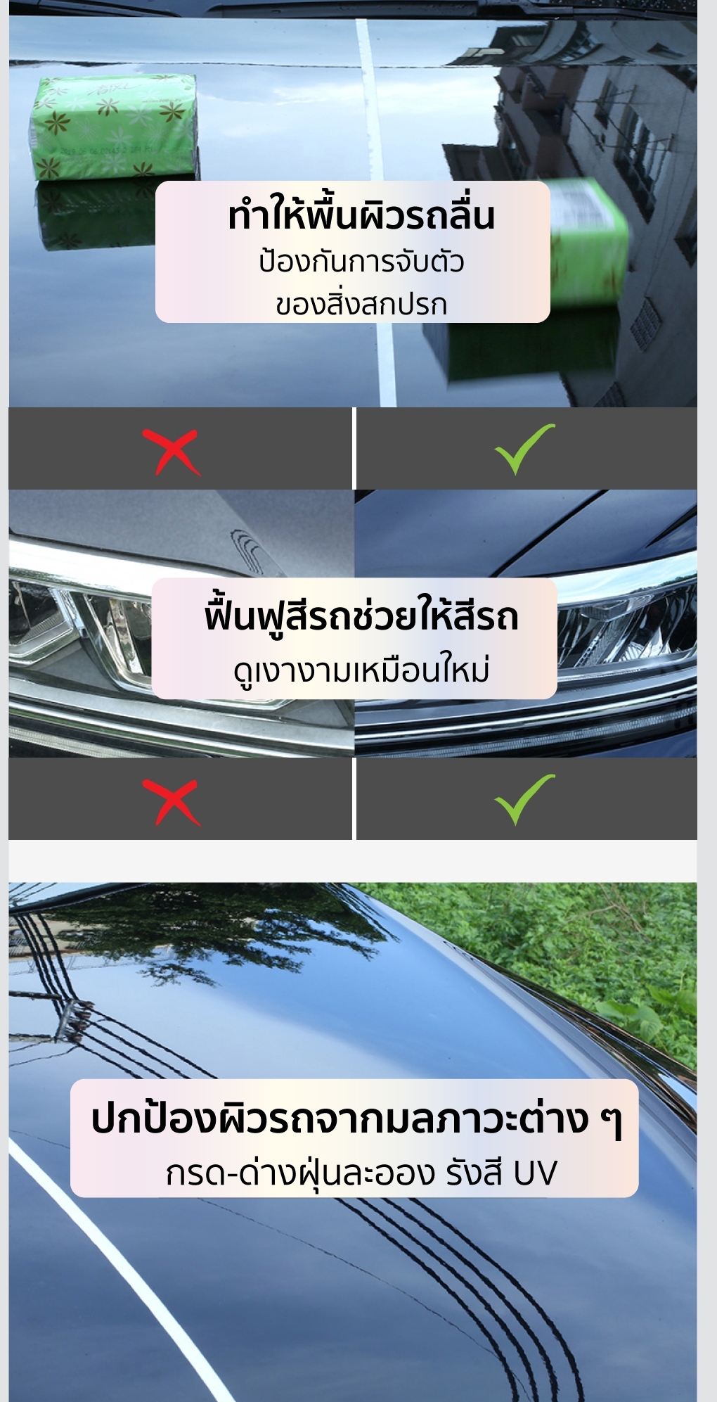 แว็กซ์เคลือบสีรถ เปลี่ยนรถคันเดิม ให้เงาฉ่ำประกายดุจรถใหม่ สำหรับสีเข้ม 300g SUMO  Prasartstore.com 6666889