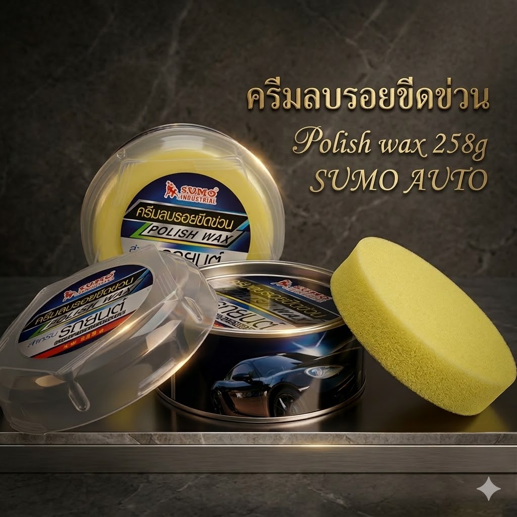 ครีมลบรอยขีดข่วนรถยนต์ประสิทธิภาพสูง ขจัดคราบเหลือง Polish wax 258g SUMO AUTO
