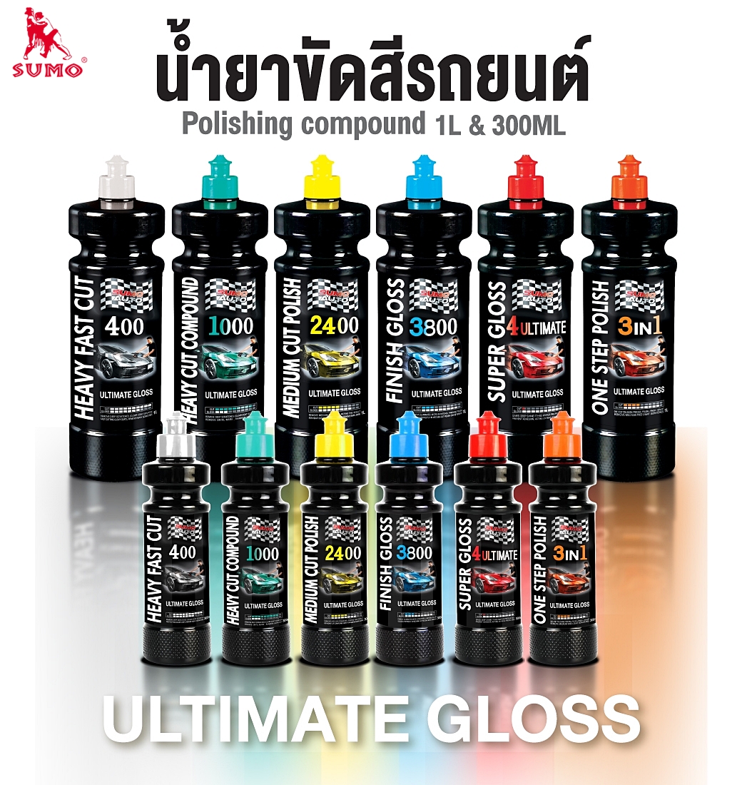 น้ำยาขัดสีรถยนต์ น้ำยาขัดหยาบ ลบรอยหนัก Heavy Fast Cut 400 300ml SUMO Prasartstore.com011